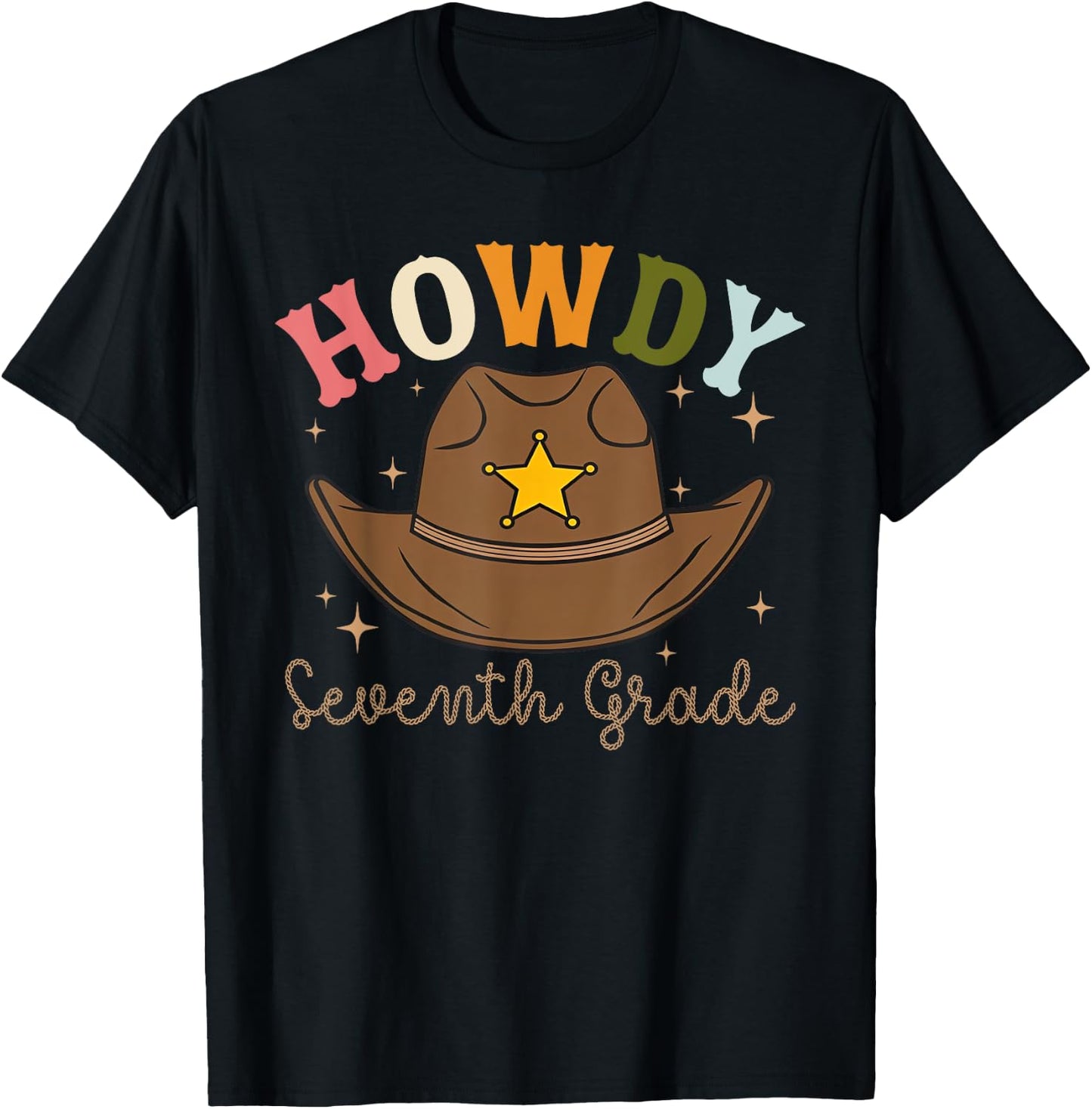 7th Grade Teacher Rodeo Country Western Howdy Seventh grade T-Shirt - T-Shirt | Black