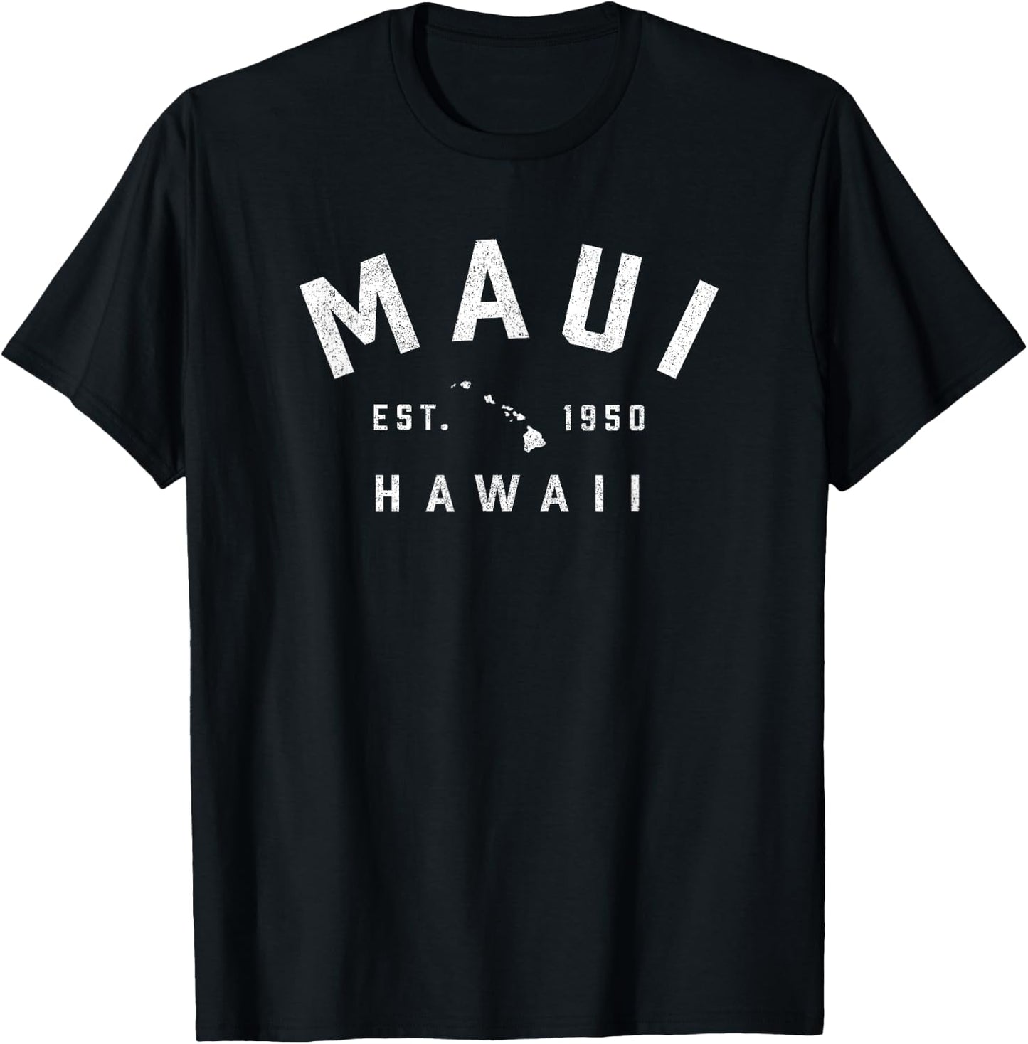 Maui Hawaii Est Vintage Preppy Throwback Vacation Souvenir T-Shirt - T-Shirt | Black