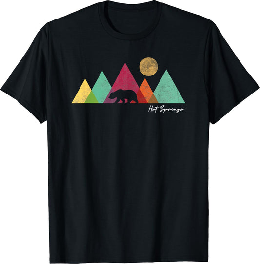 Vintage Hot Springs Arkansas National Park Colorful Mountain T-Shirt - T-Shirt | Black