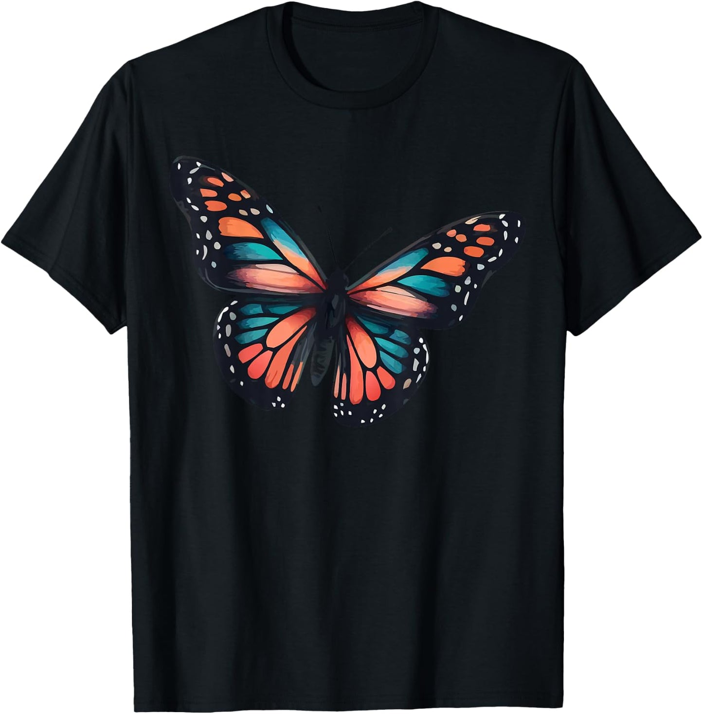 Monarch Butterfly Flower T-Shirt - T-Shirt | Black