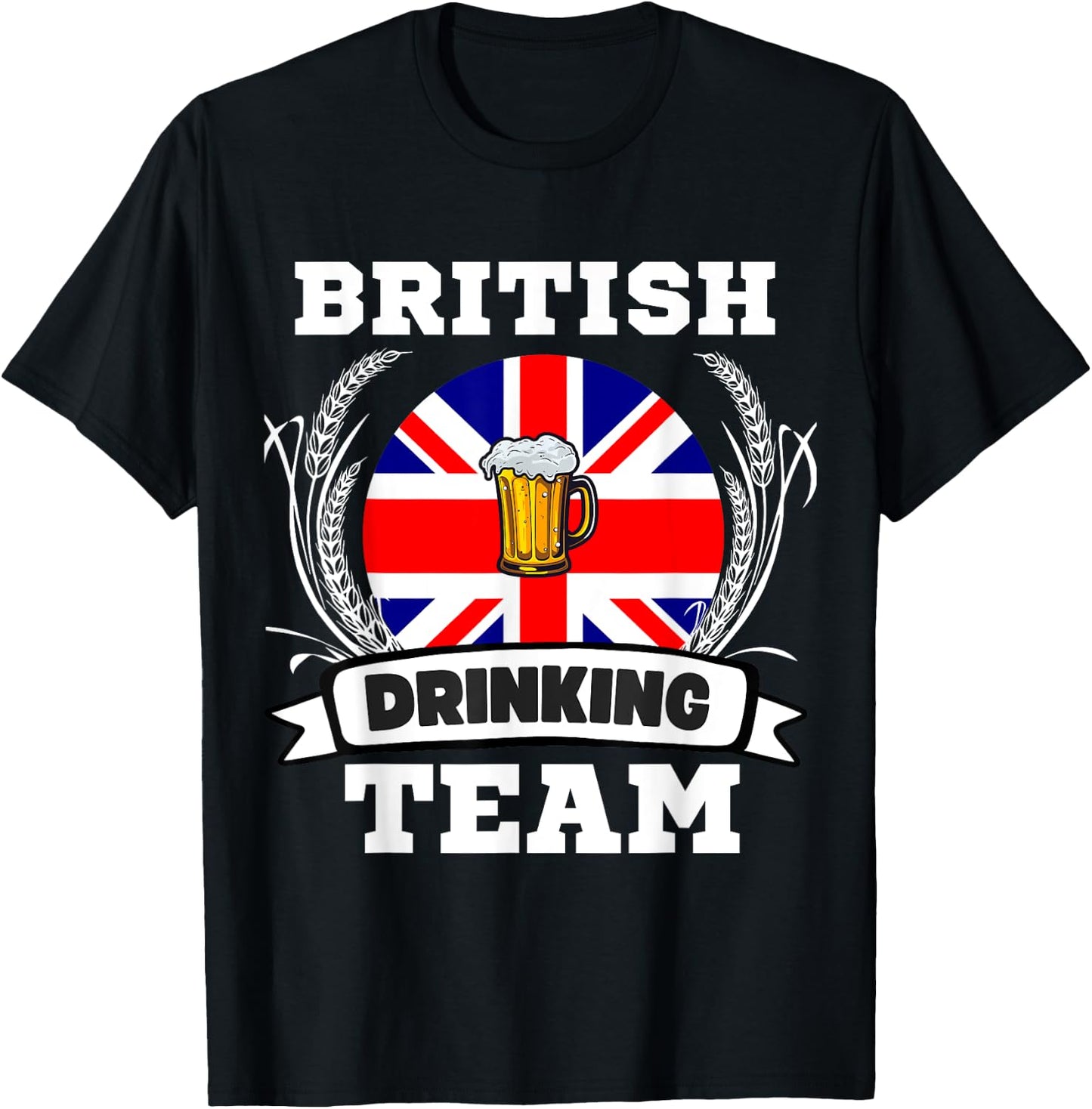British Flag Drinking Team Funny Beer Heritage Month Party T-Shirt - T-Shirt | Black