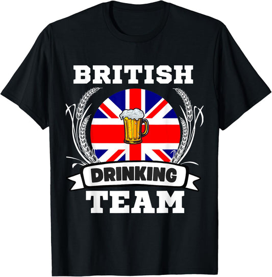 British Flag Drinking Team Funny Beer Heritage Month Party T-Shirt - T-Shirt | Black