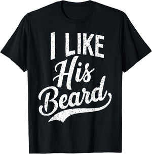 I Like His Beard Matching Couples Vintage Daddy T-Shirt - T-Shirt | Black