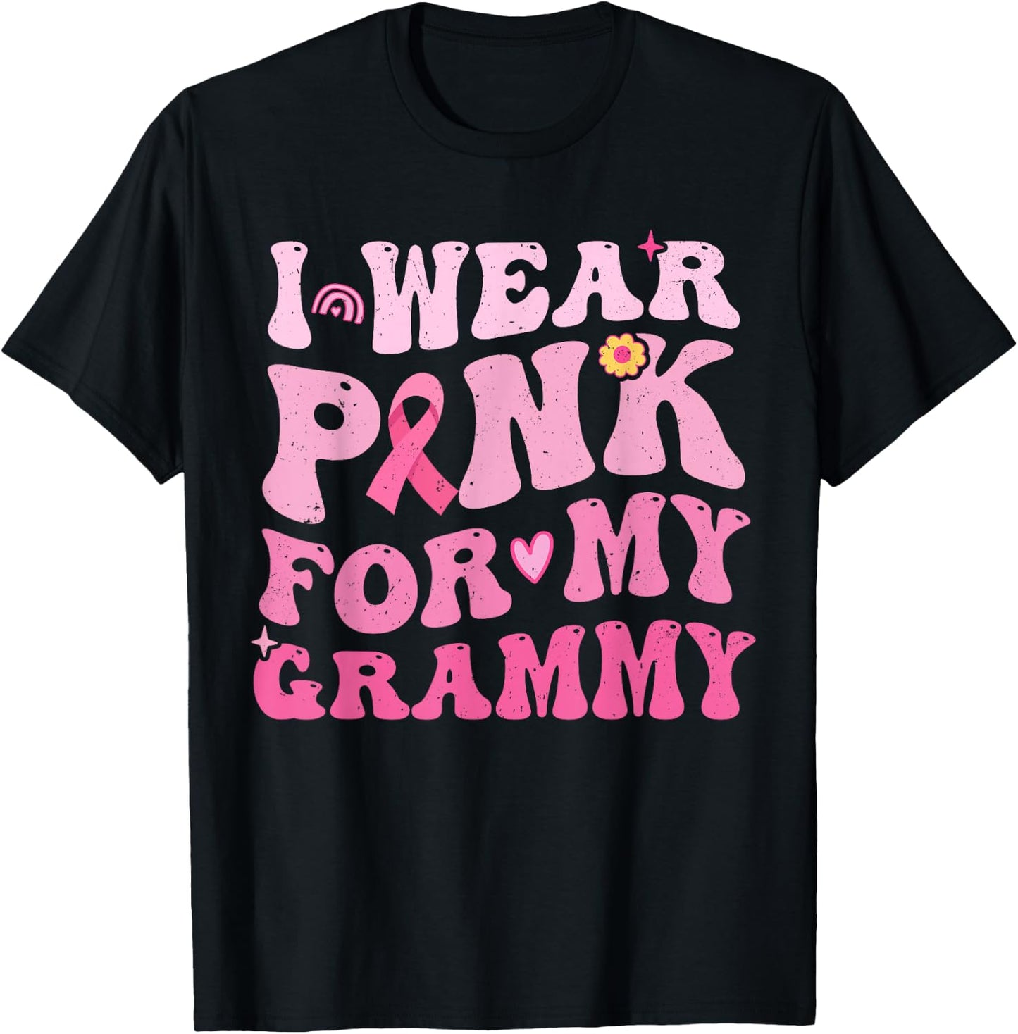 I Wear Pink For My Grammy Breast Cancer Grandma Kids T-Shirt - T-Shirt | Black