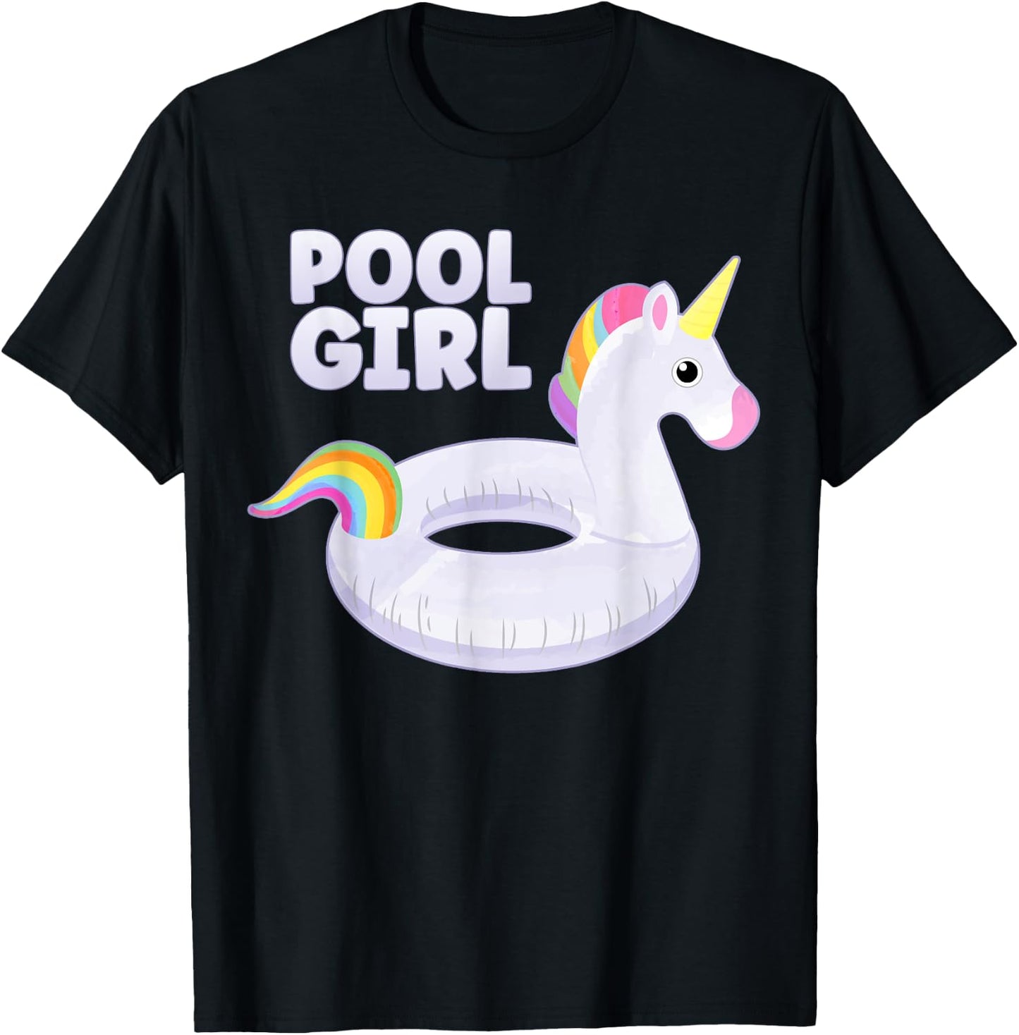 Pool Girl Unicorn Floating Ring Kids Funny Swimming Pool T-Shirt - T-Shirt | Black