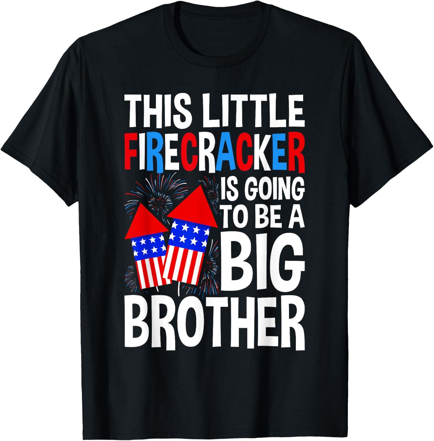Kids Big Brother 4th of July Toddler Boy Independence Day T-Shirt - T-Shirt | Black