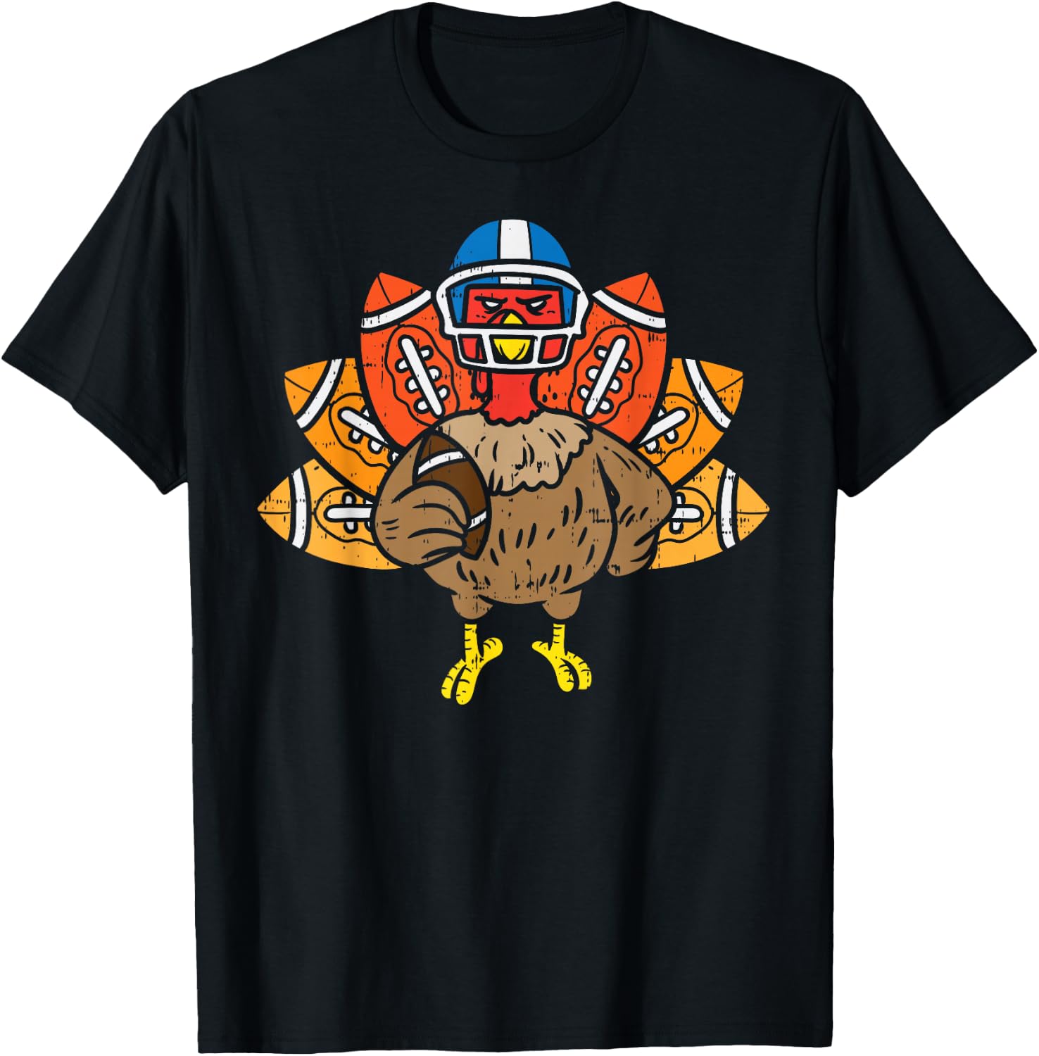American Football Player Turkey Thanksgiving Day Sport Gift T-Shirt - T-Shirt | Black