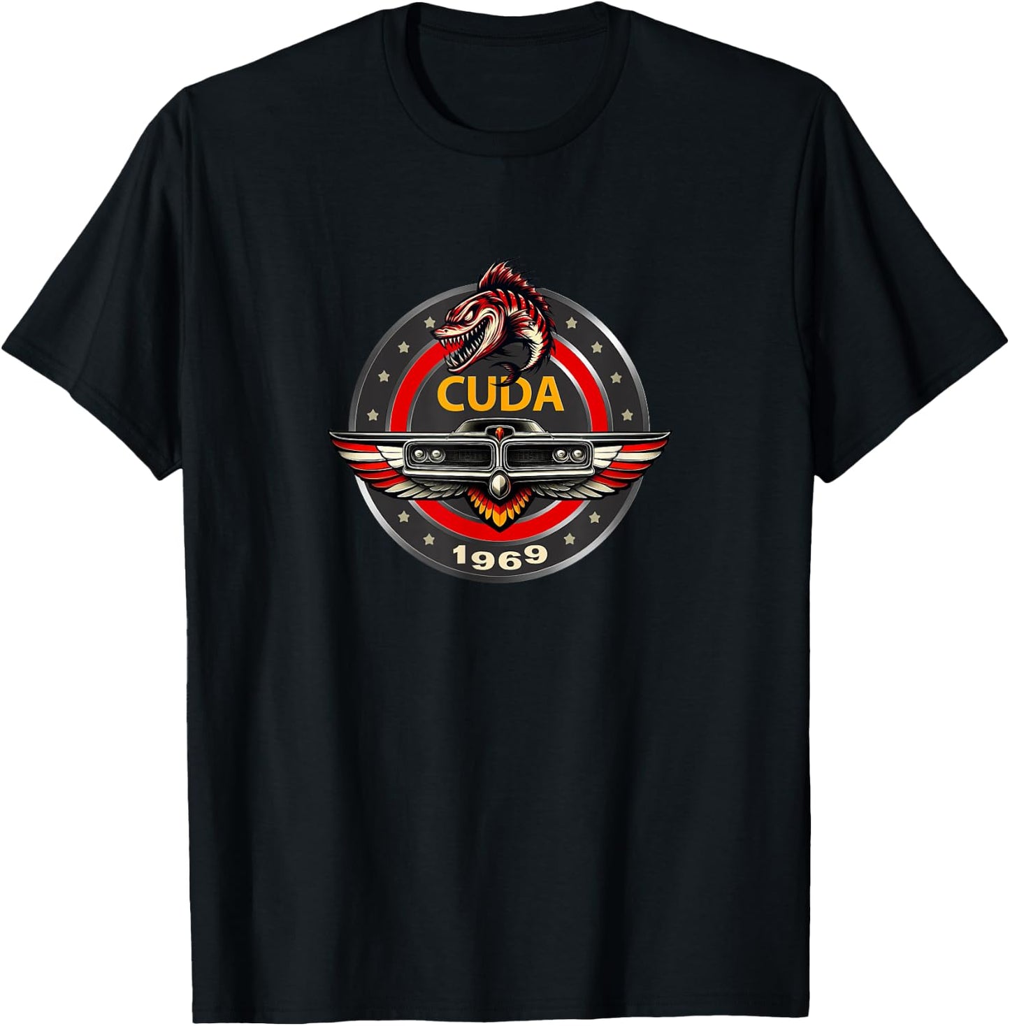 Vintage 1969 Cuda Badge Emblem Classic American Muscle Car T-Shirt - T-Shirt | Black