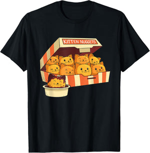Kitten Nuggets Funny Cats & Chicken Nuggets Lover Funny Cat T-Shirt - T-Shirt | Black