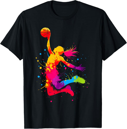 Basketball & Basketball Graphic | Women, Girls & Teen Girls T-Shirt - T-Shirt | Black