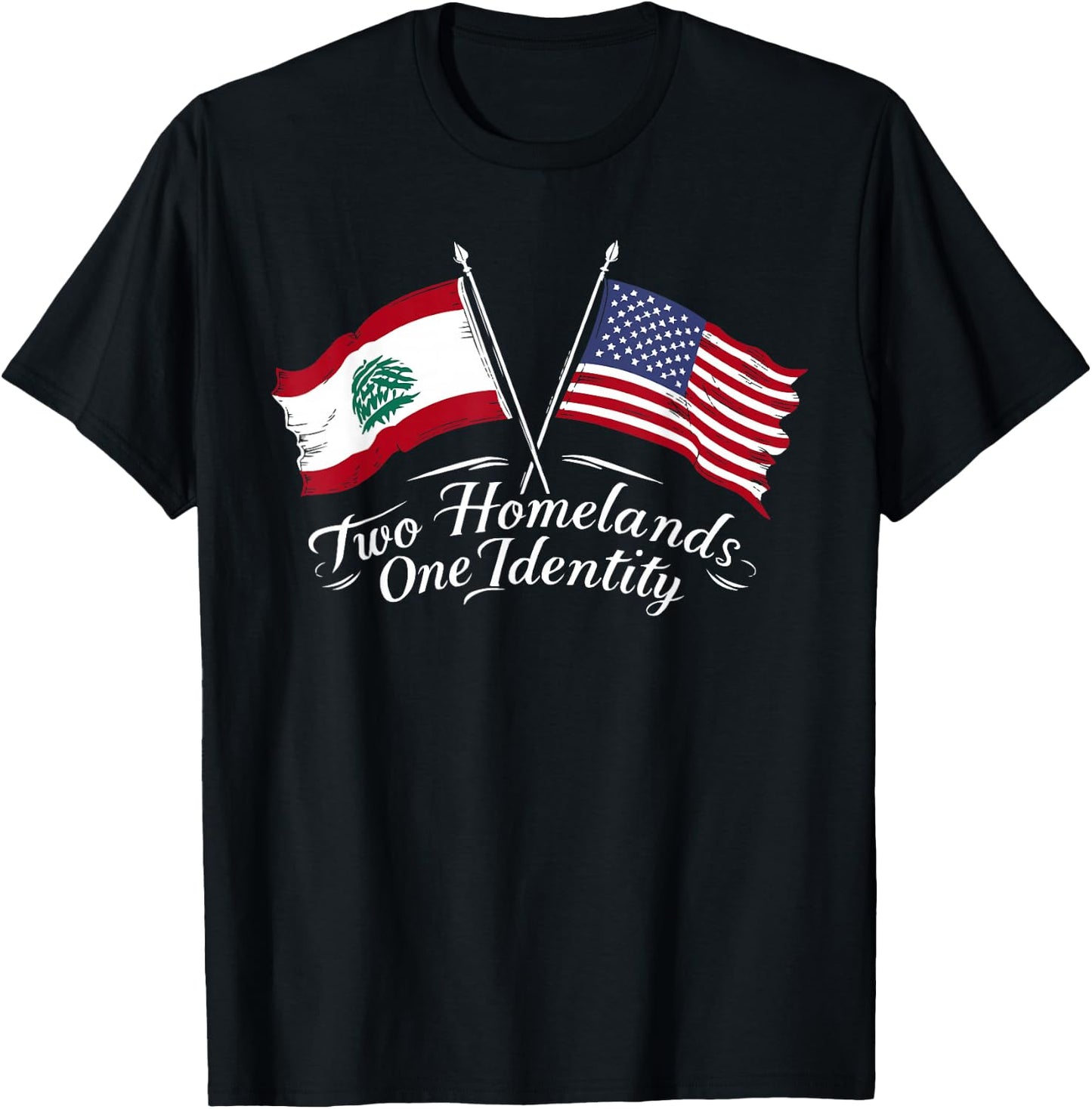 Half Lebanese Half American USA Flag Lebanon America T-Shirt - T-Shirt | Black