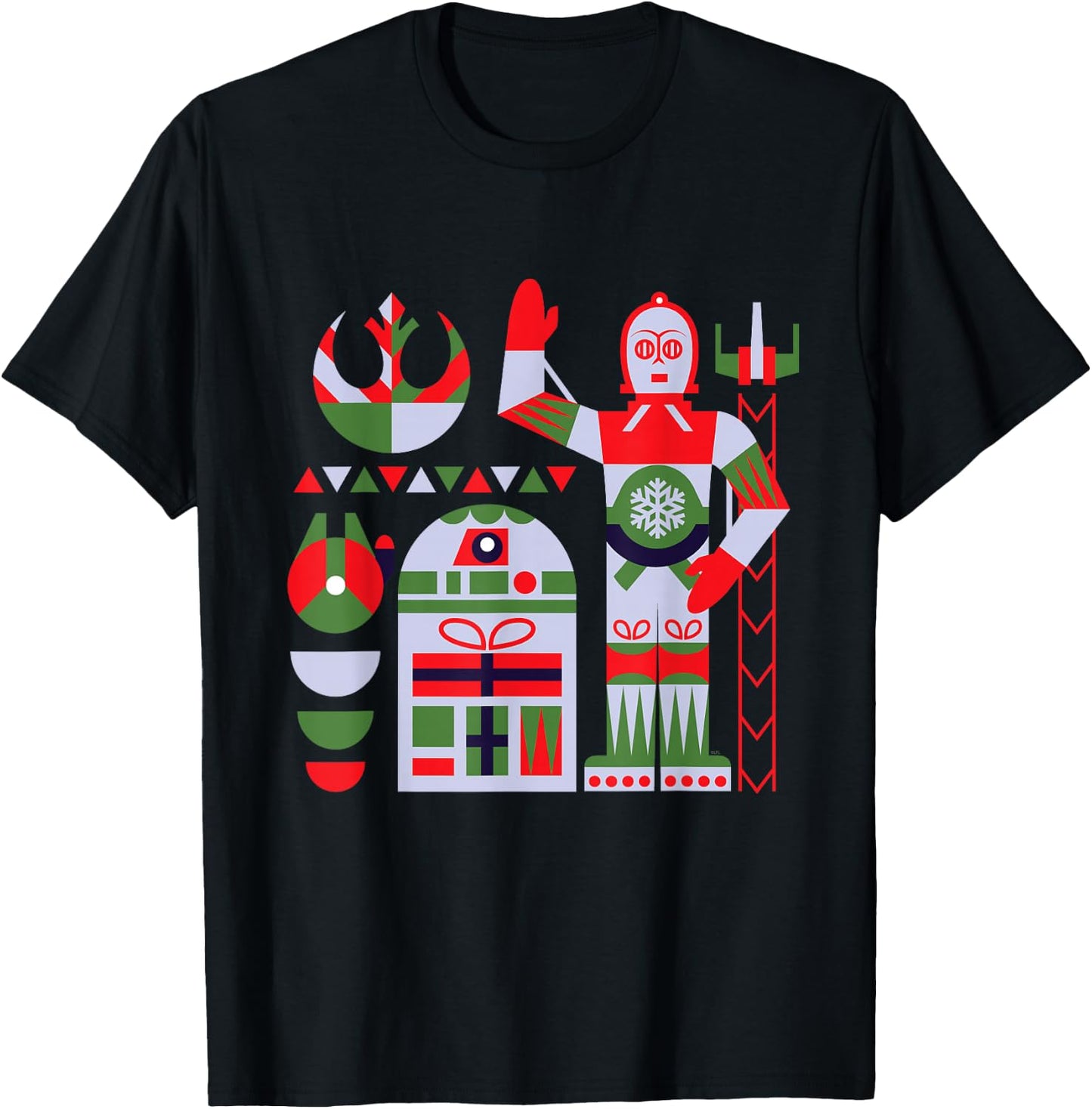 Star Wars R2-D2 and C-3PO Holiday Droids Rebel Christmas T-Shirt - T-Shirt | Black