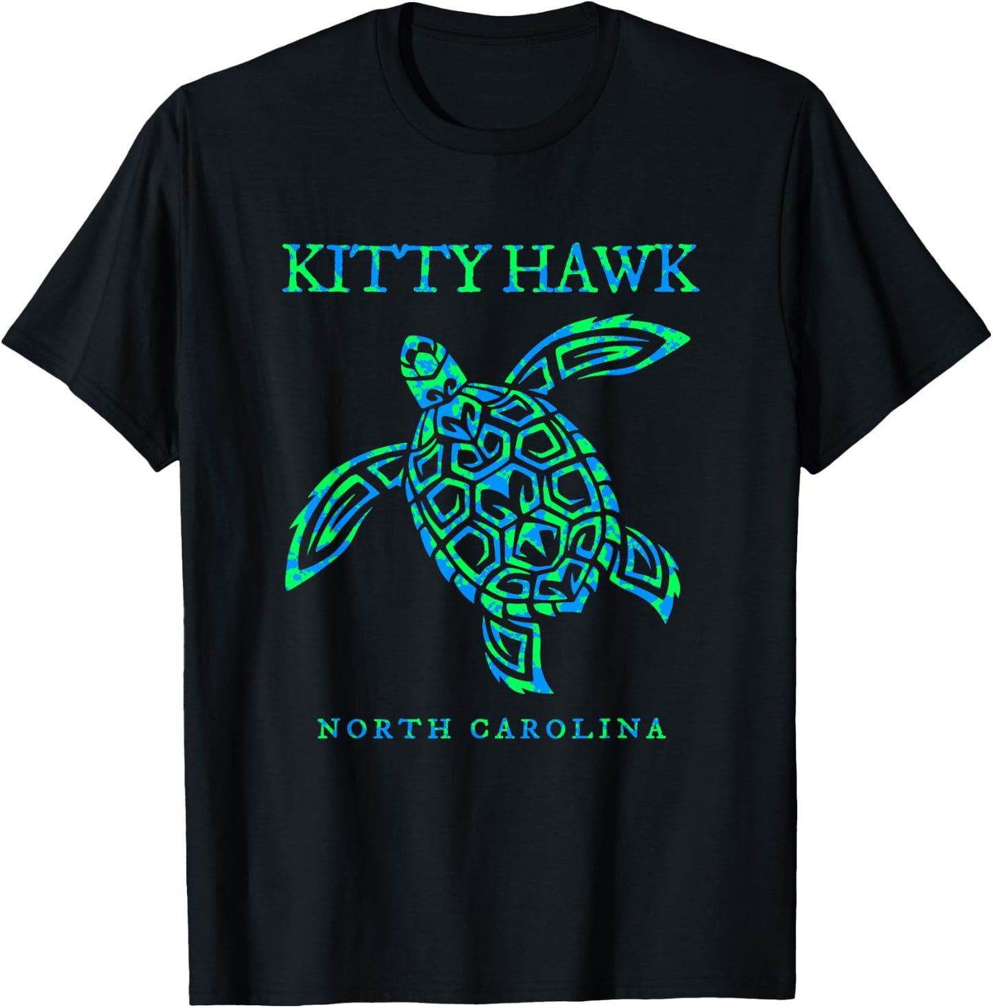 Kitty Hawk North Carolina Sea Turtle Souvenir Beach Vacation T-Shirt - T-Shirt | Black