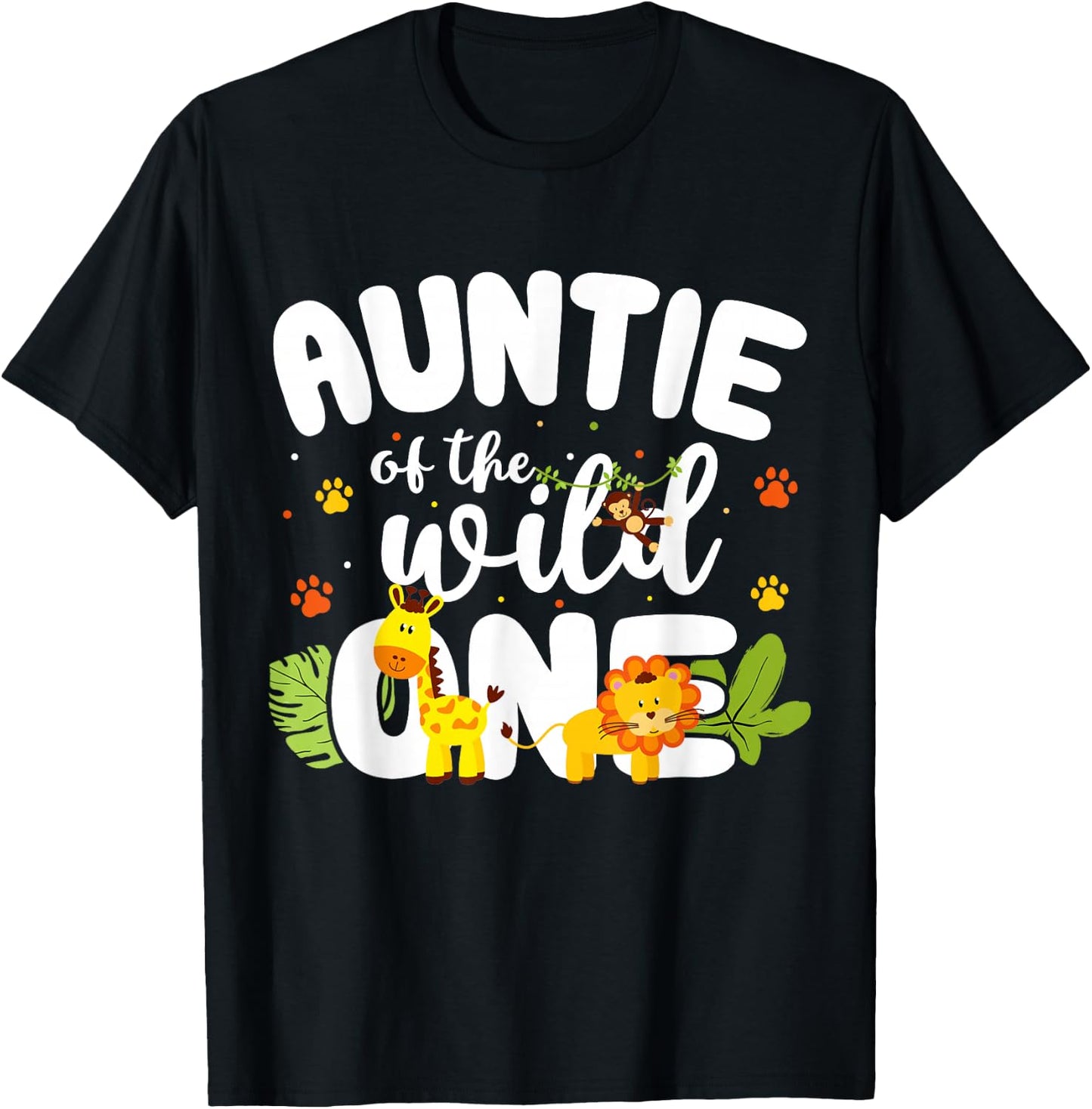 Auntie of the Wild One Zoo Birthday Safari Jungle Animal T-Shirt - T-Shirt | Black