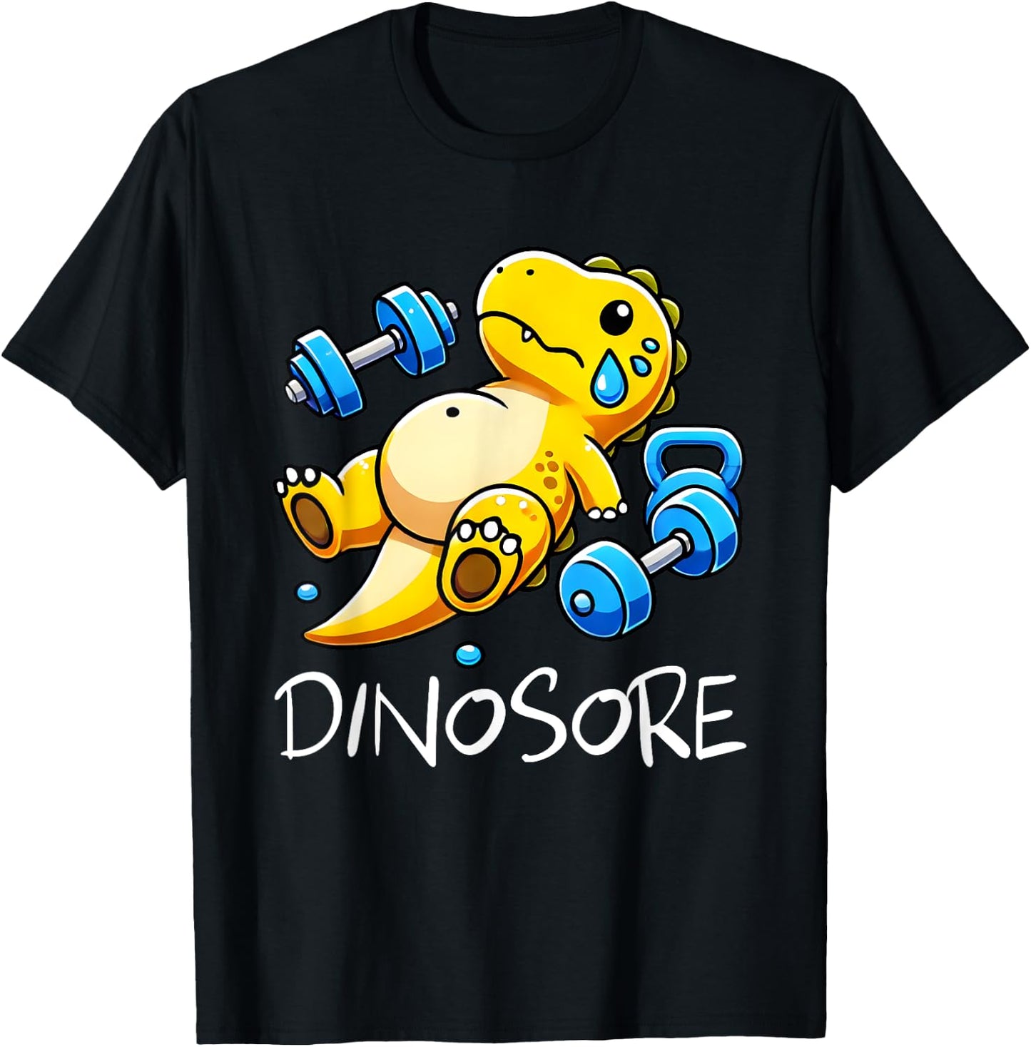 Funny Cute Dinosaur Workout Gym Fitness Weightlifting Gift T-Shirt - T-Shirt | Black