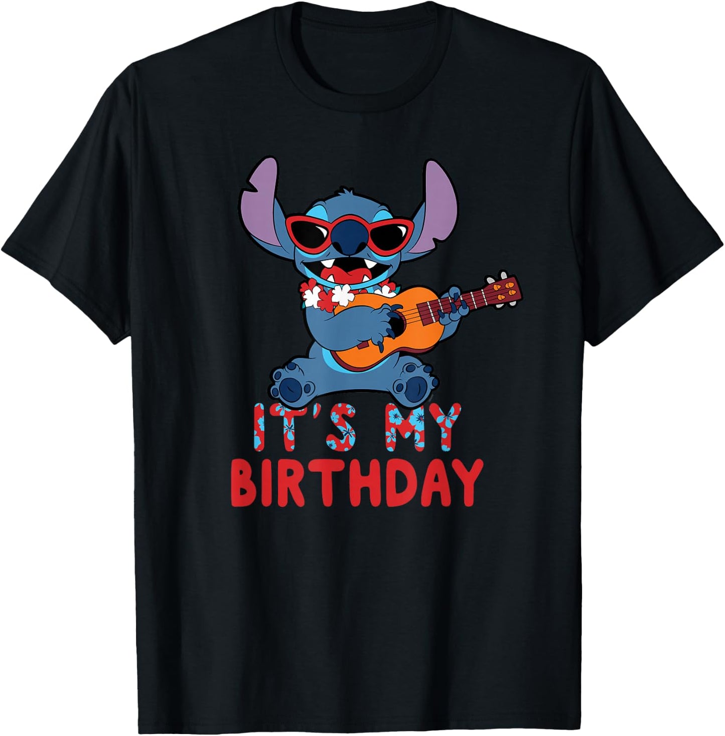 Disney Lilo & Stitch Tropical Party It's My Birthday T-Shirt - T-Shirt | Black