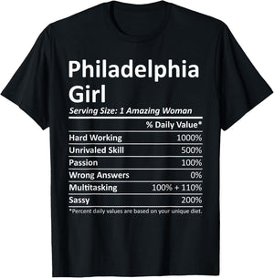 PHILADELPHIA GIRL PA PENNSYLVANIA Funny City Home Roots Gift T-Shirt - T-Shirt | Black