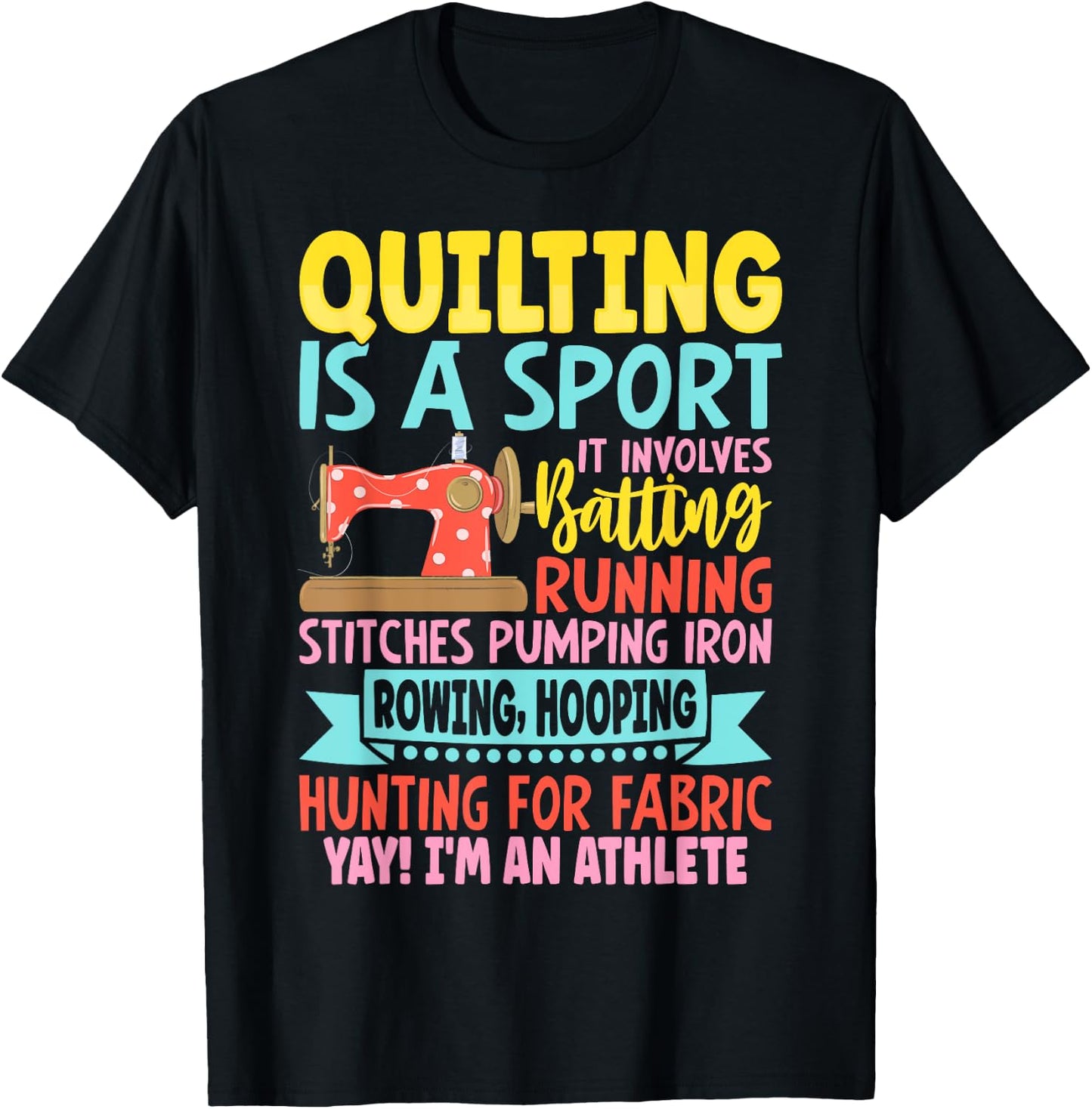 Funny Quilting Design Girls Sewing Quilter T-Shirt - T-Shirt | Black