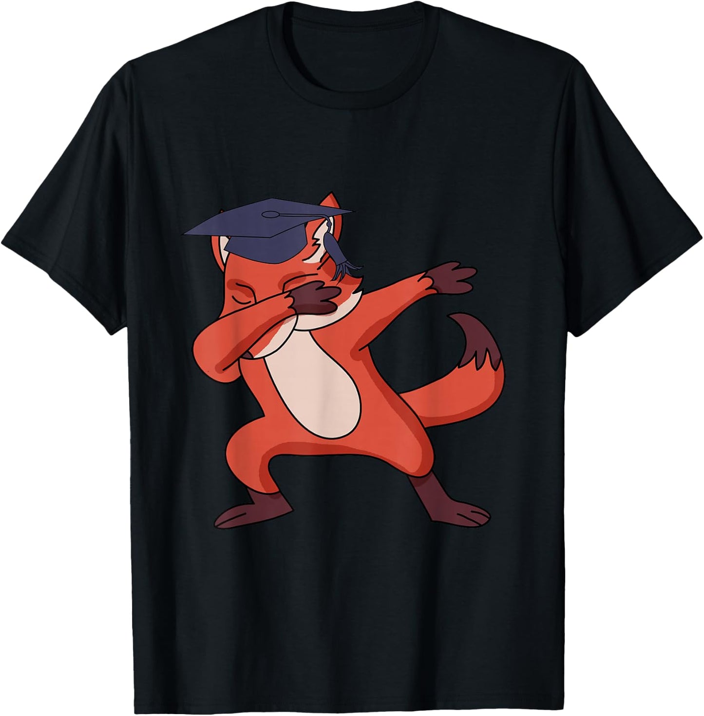 Dabbing Graduate Fox - Funny Graduation Animal Shirt T-Shirt - T-Shirt | Black