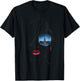 Woman's head lineart, with glasses Eiffel Tower reflection T-Shirt - T-Shirt | Black