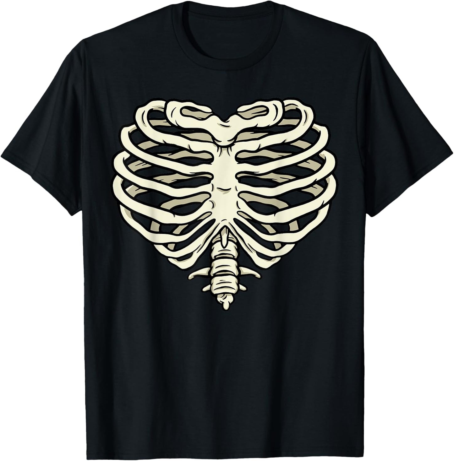 Heart Rib Cage Skeleton Bone T-Shirt - T-Shirt | Black
