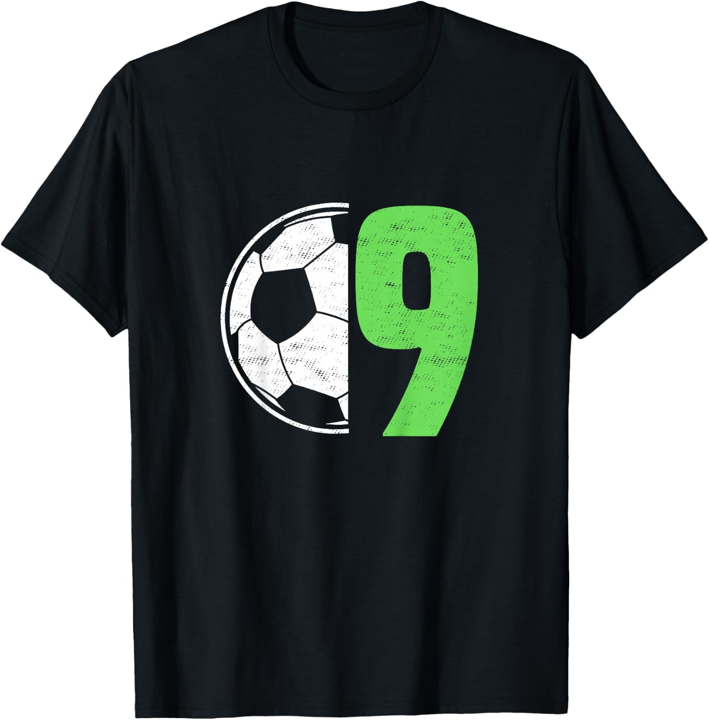 Kids Nine 9 Year Old 9th Birthday Present Soccer Ball 9 Yr Old T-Shirt - T-Shirt | Black