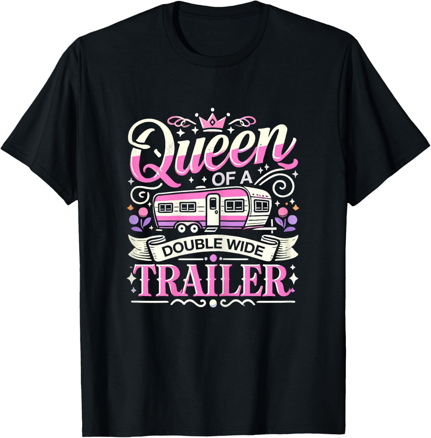 ShirtZilla Women's Black Graphic Double-Wide Trailer , X-Small T-Shirt - T-Shirt | Black