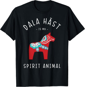 Sweden Saying Dala Häst is my spirit animal T-Shirt - T-Shirt | Black