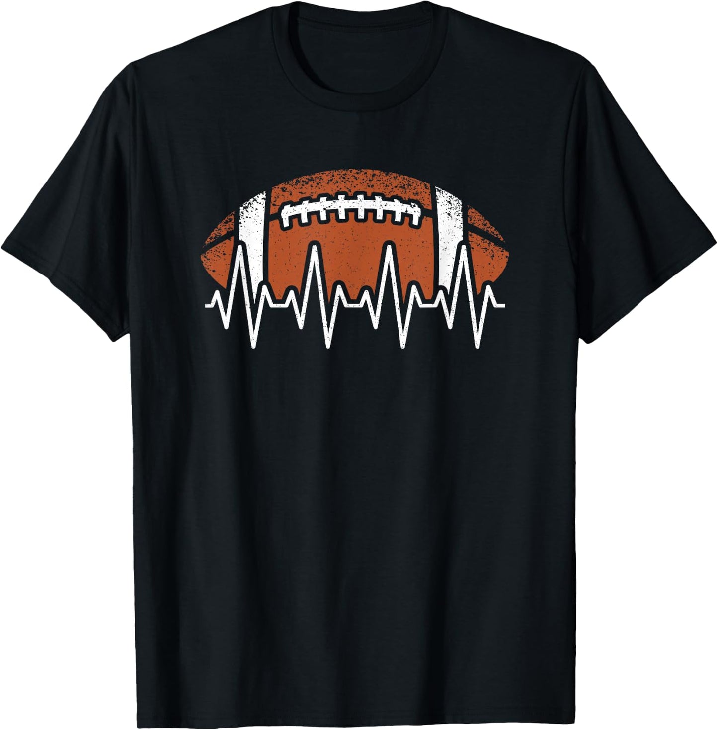 Vintage American Football Heartbeat Men Women Kids T-Shirt - T-Shirt | Black