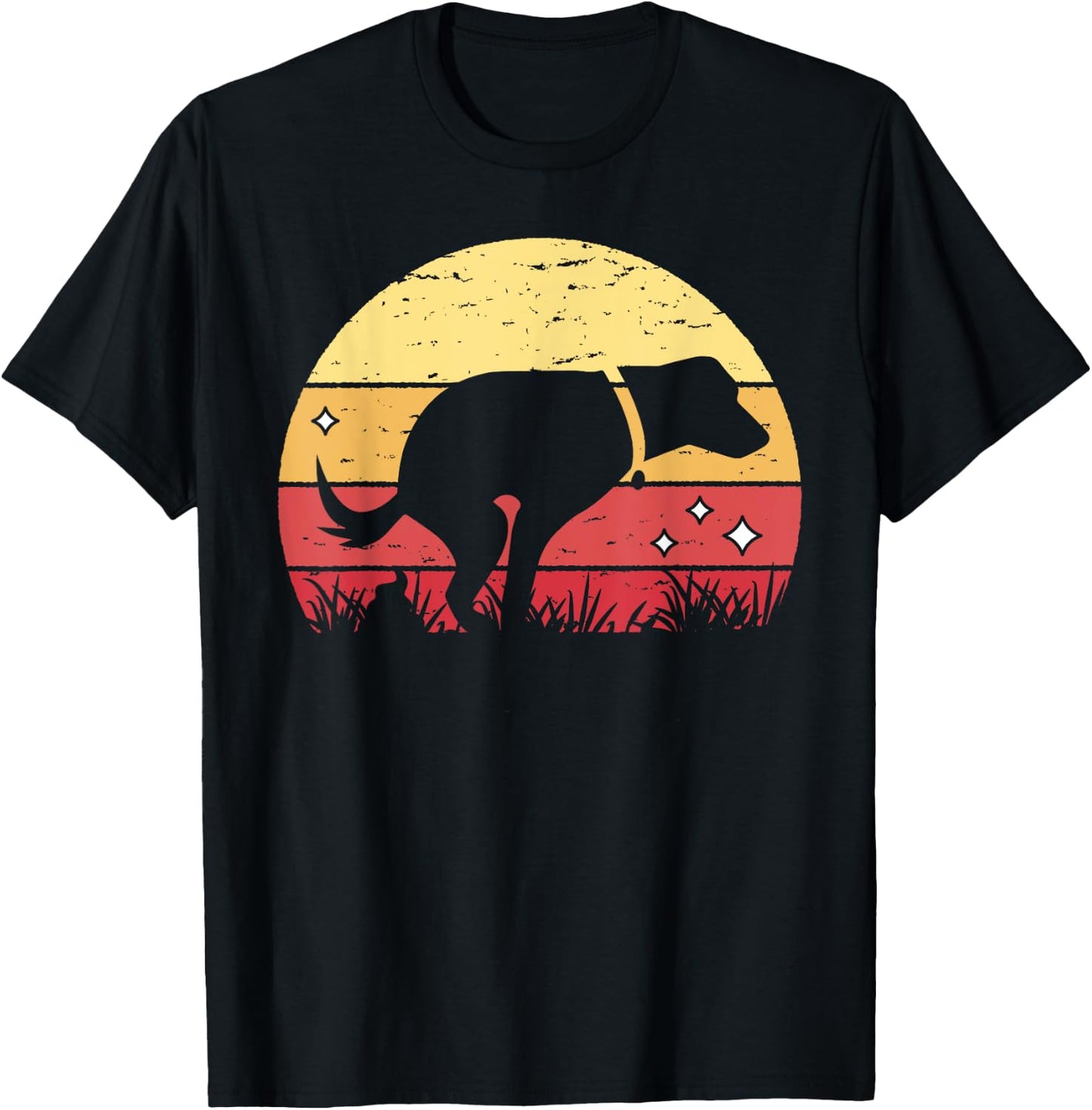 Retro Labrador Sunset Dog Pooping Canine Owner T-Shirt - T-Shirt | Black
