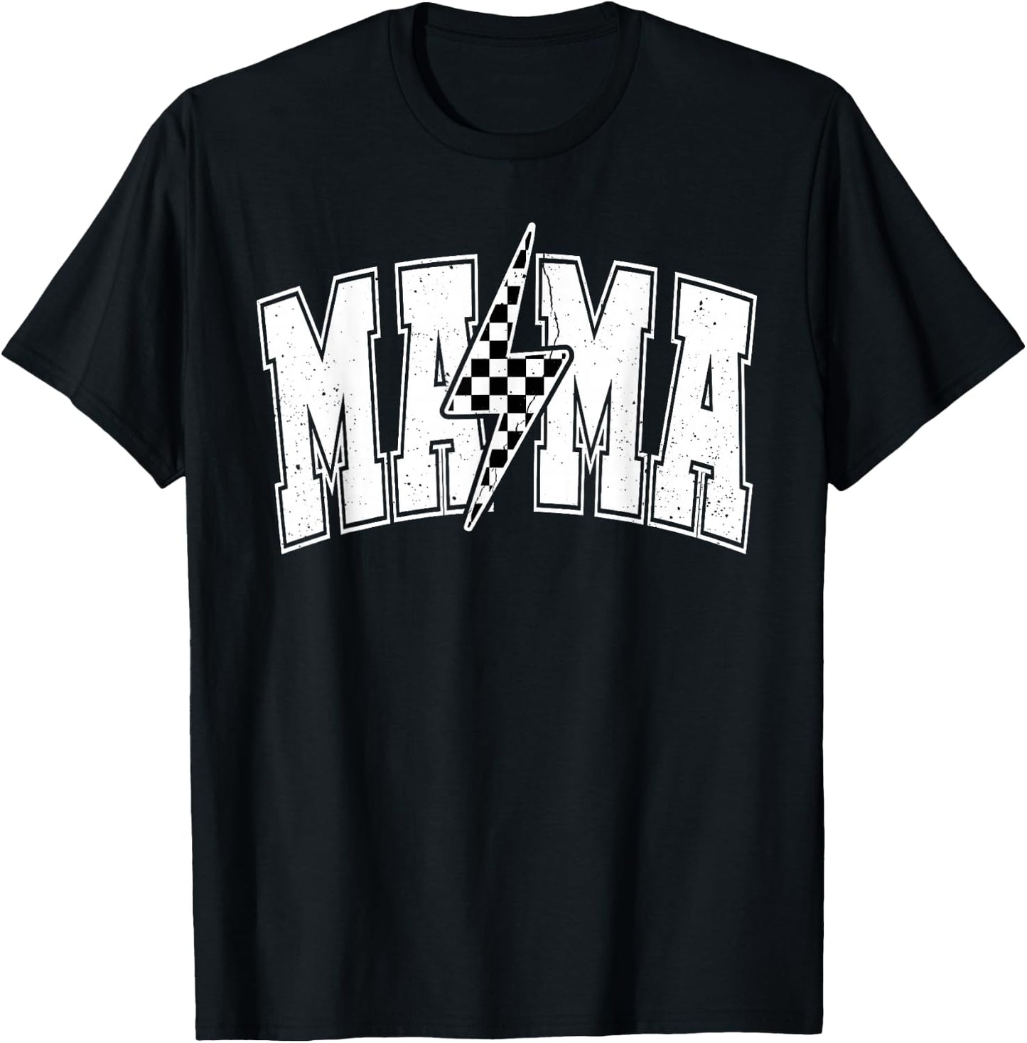 Mama Lightning Bolt Checkered Mother's Day Varsity For Mom T-Shirt - T-Shirt | Black
