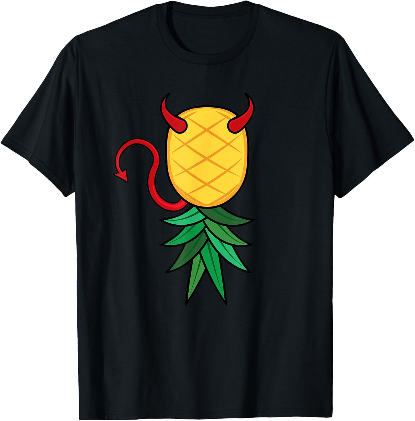 Halloween Devil Costume Upside Down Pineapple Swinger T-Shirt - T-Shirt | Black