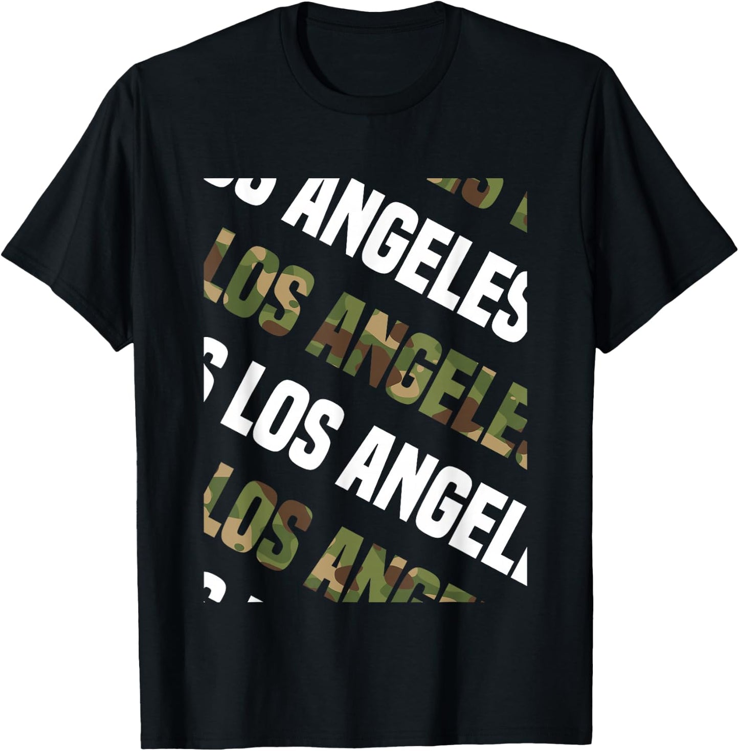 Los Angeles Camo Pattern Green Camouflage T-Shirt - T-Shirt | Black