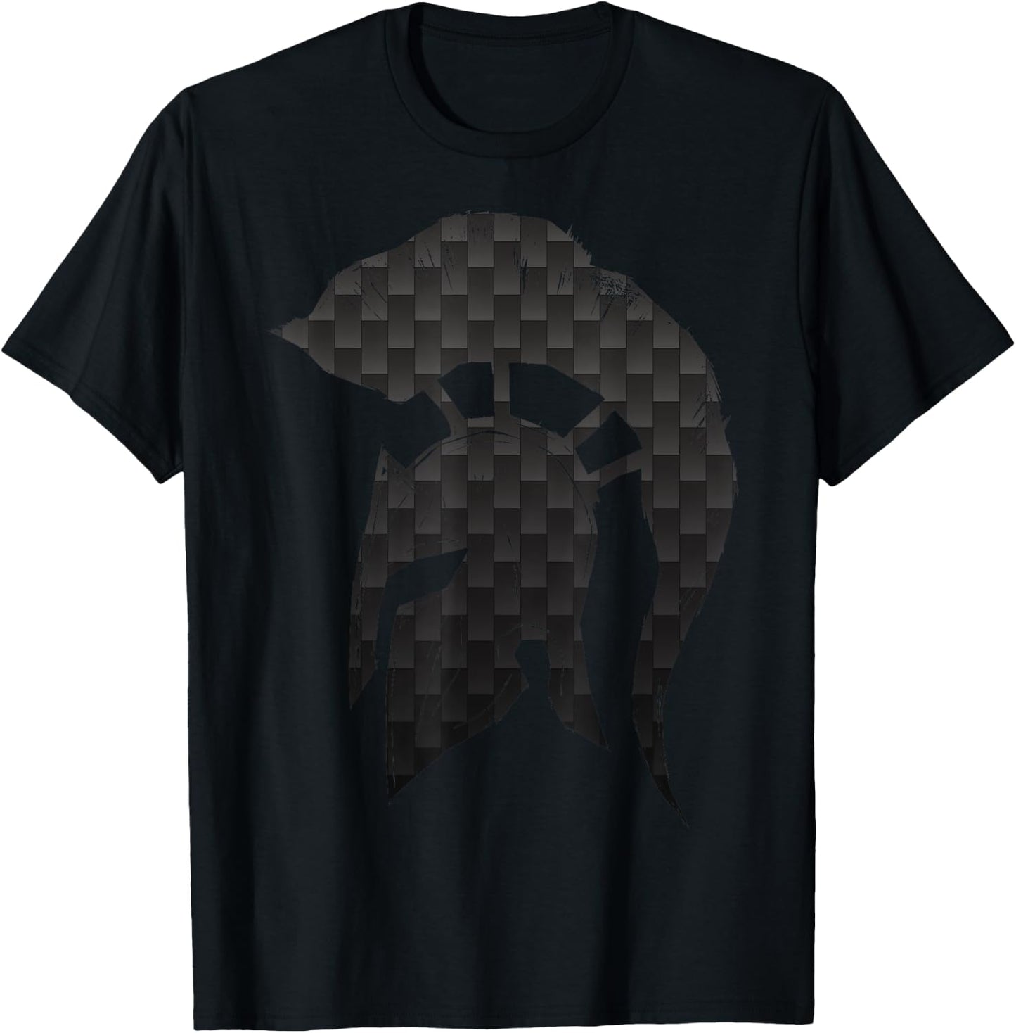 Spartan Helmet Warrior Trojan Warrior Carbon Pattern gym T-Shirt - T-Shirt | Black