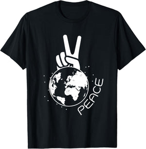 World Peace Earth Day Save Seas Environmental Peace Sign T-Shirt - T-Shirt | Black