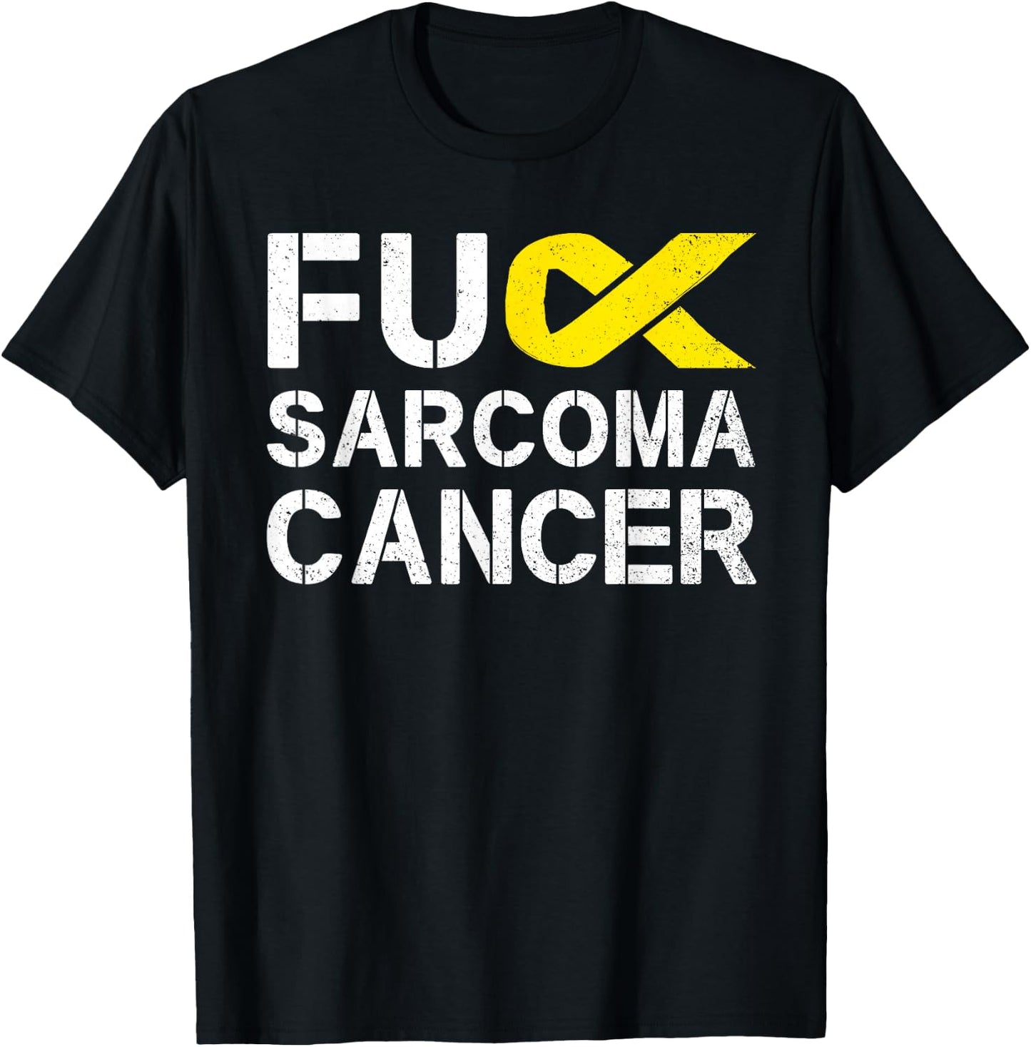 Fuck Sarcoma Cancer Awareness Yellow Ribbon Warrior Fighter T-Shirt - T-Shirt | Black