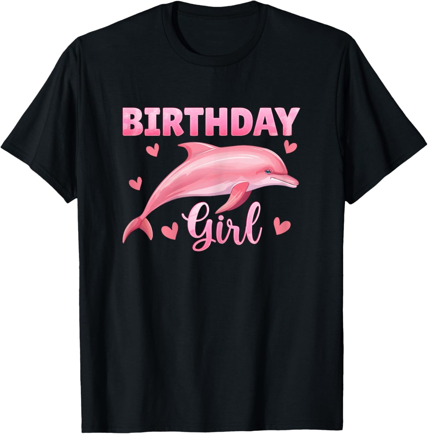 Birthday Girl Cute Dolphin 8 Years Old 8th Birthday T-Shirt - T-Shirt | Black