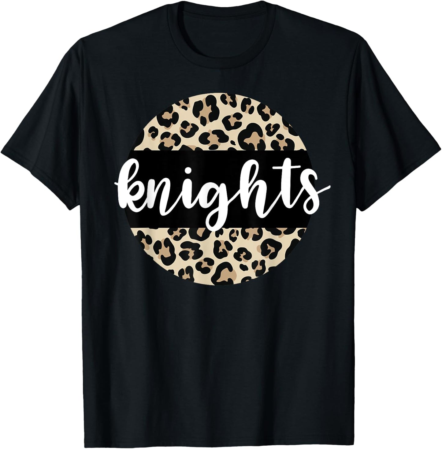 Leopard Print Knights Team Mascot School Spirit Game Night T-Shirt - T-Shirt | Black