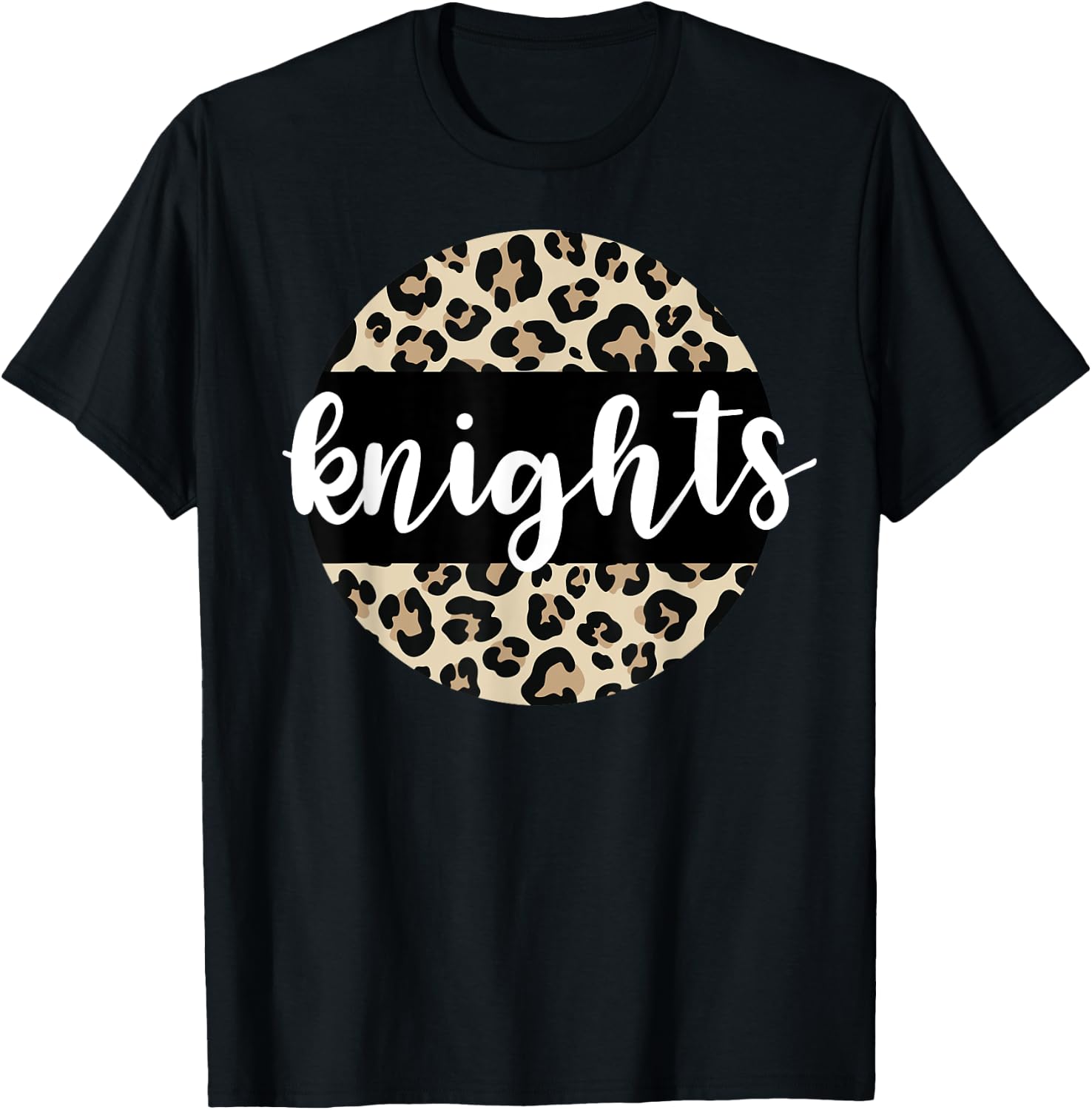 Leopard Print Knights Team Mascot School Spirit Game Night T-Shirt - T-Shirt | Black