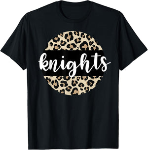 Leopard Print Knights Team Mascot School Spirit Game Night T-Shirt - T-Shirt | Black