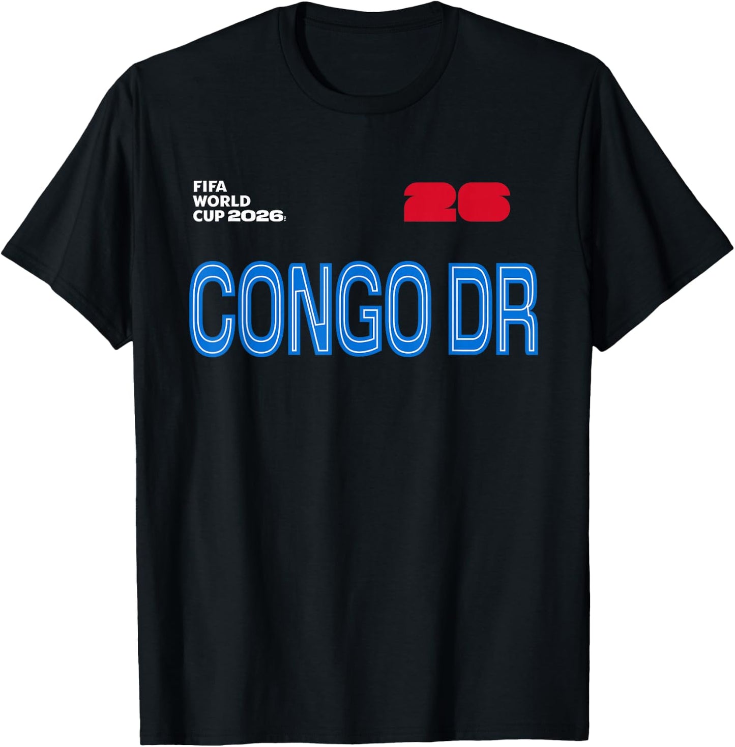 FIFA World CUP26 Congo DR Outline Graphic T-Shirt - T-Shirt | Black
