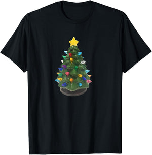 Ceramic Vintage Retro Christmas Tree Holiday Nostalgia Fun T-Shirt - T-Shirt | Black
