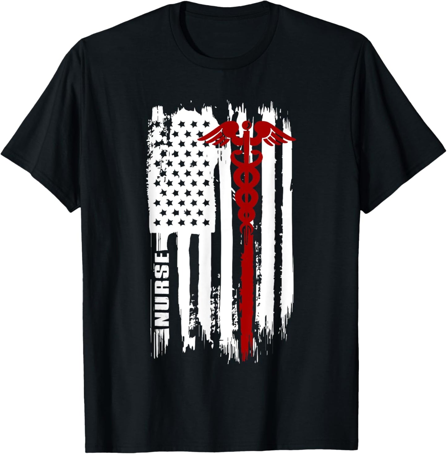 American Flag Nurse | USA Nurses Gift T-Shirt - T-Shirt | Black