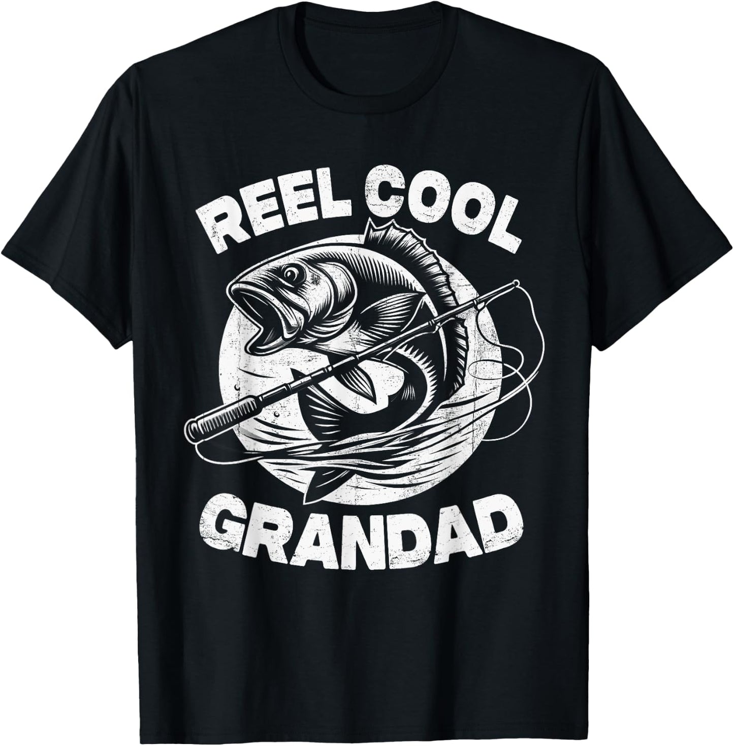 Reel Cool Grandad Fishing Father's Day Fisherman Fish T-Shirt - T-Shirt | Black