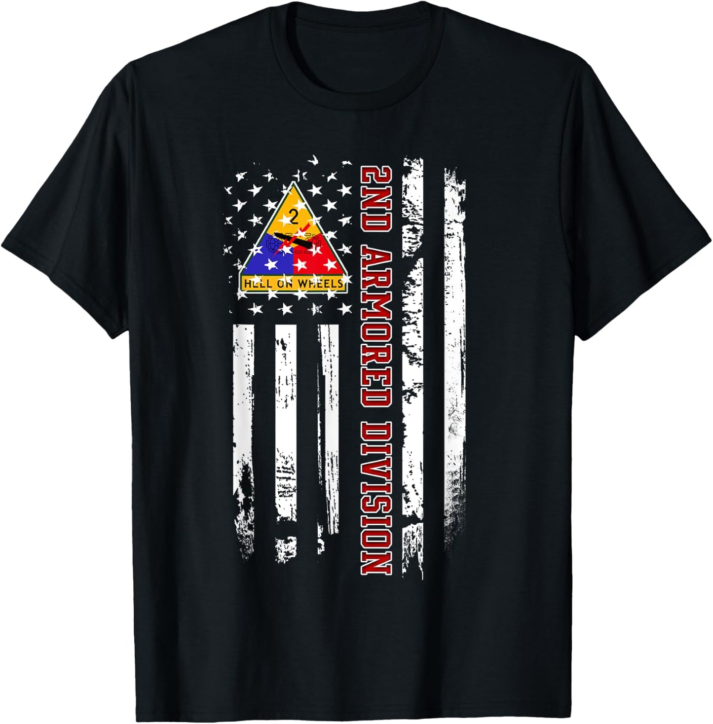 2nd Armored Division American Flag Military Veteran Day Papa T-Shirt - T-Shirt | Black