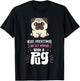 Funny Pug Dog Owner Gifts Never Underestimate An Old Woman With A Pug - Women's Black Small Graphic Letter Print Pug T-Shirt - T-Shirt | Black