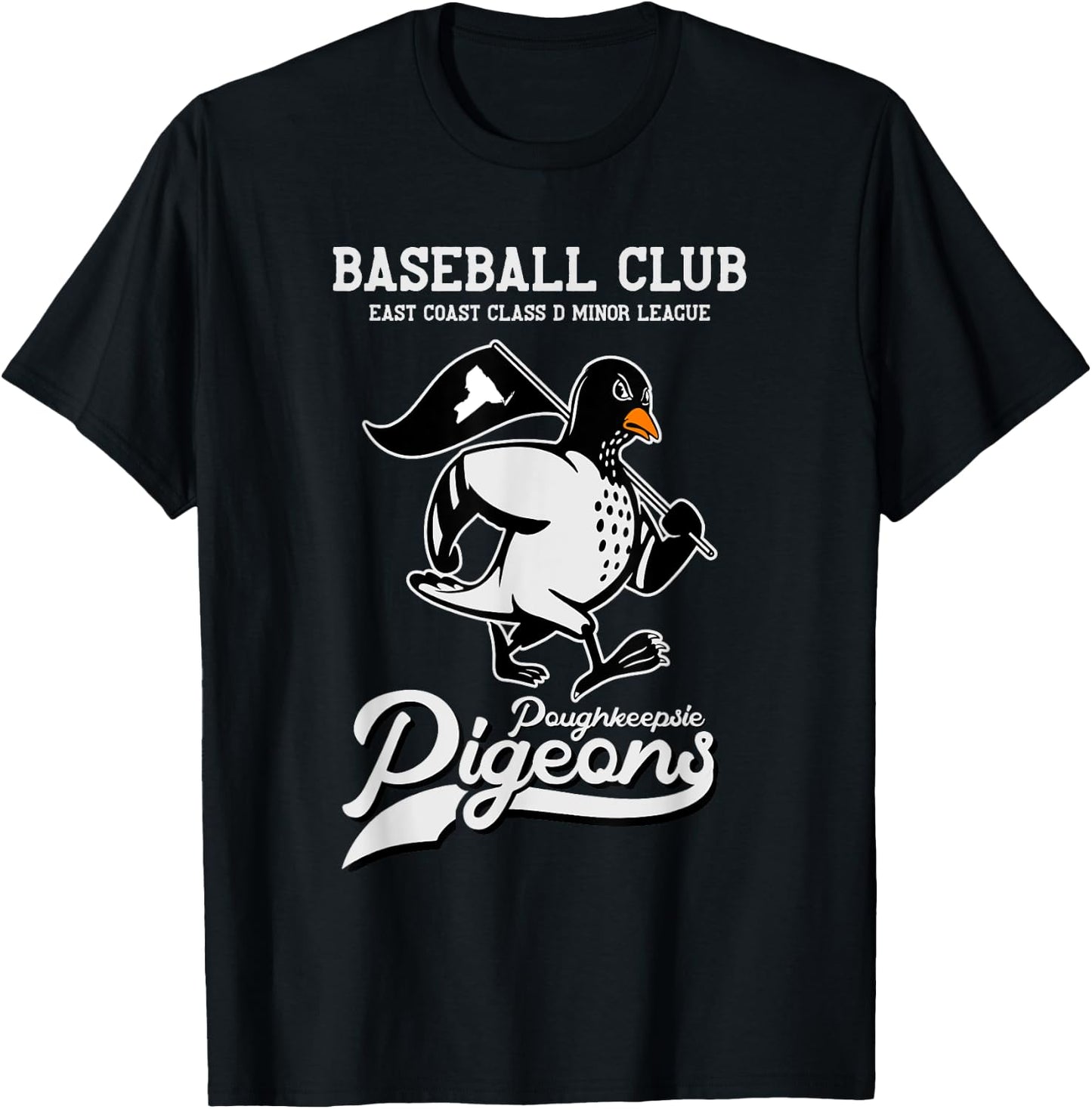 Poughkeepsie Pigeons Retro Minor League Baseball Team T-Shirt - T-Shirt | Black