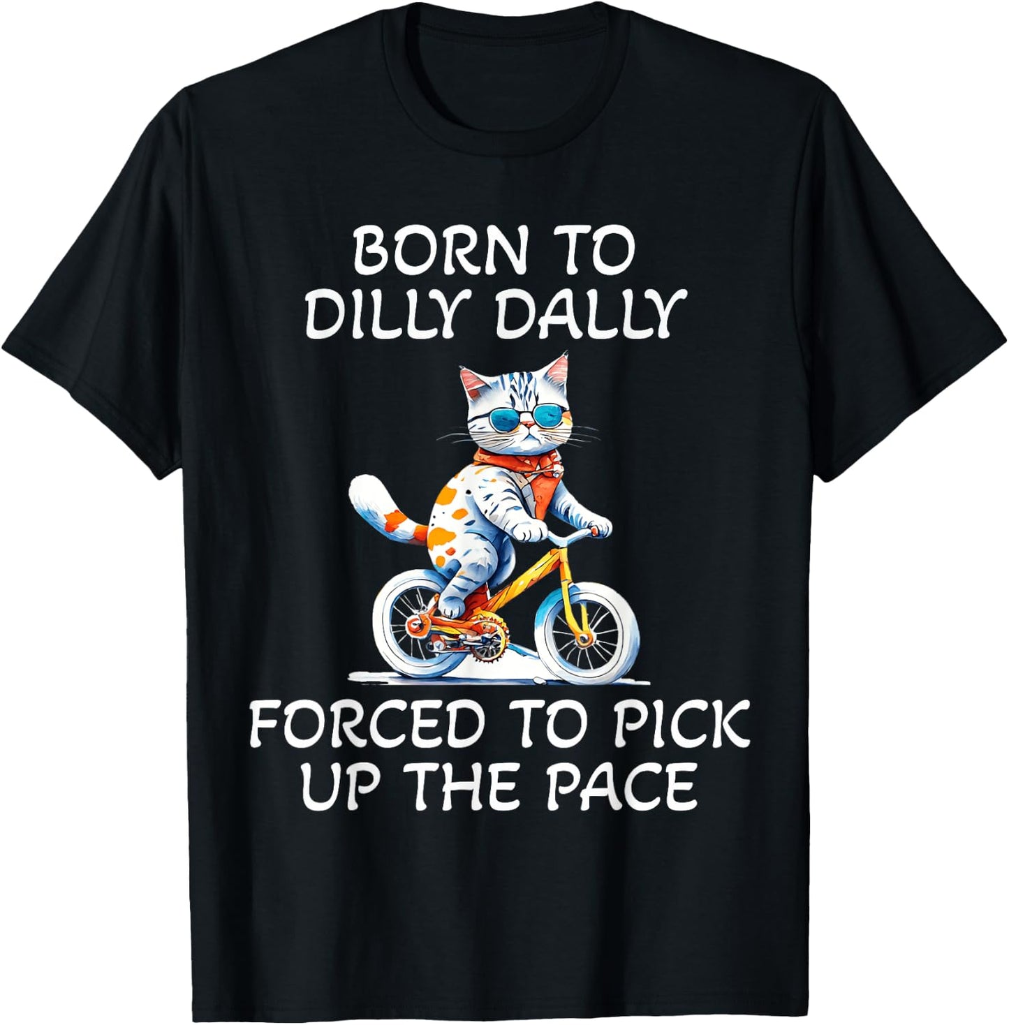 Born to Dilly Dally Cute Cat Biking Humor Top Women T-Shirt - T-Shirt | Black