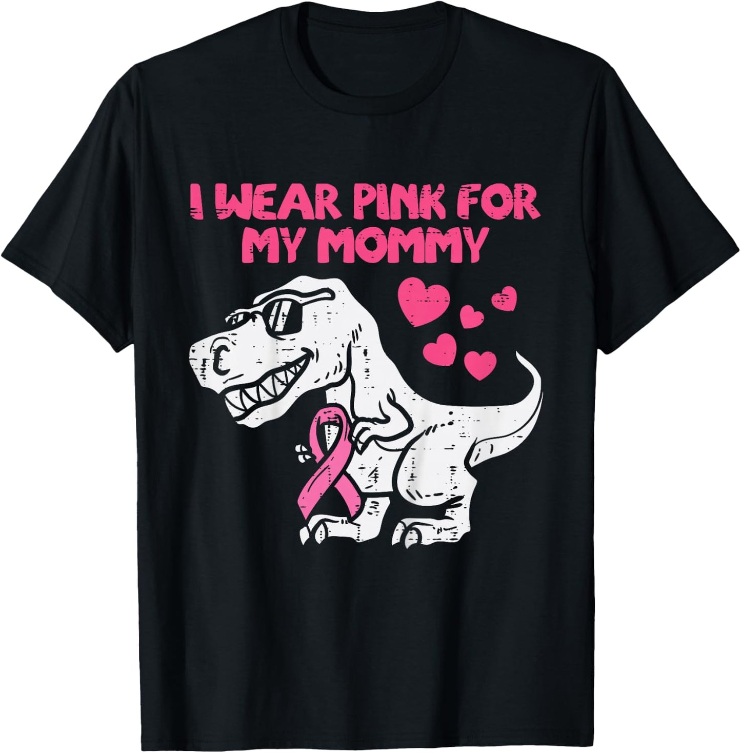 Wear Pink For Mommy Trex Toddler Boy Breast Cancer Awareness T-Shirt - T-Shirt | Black