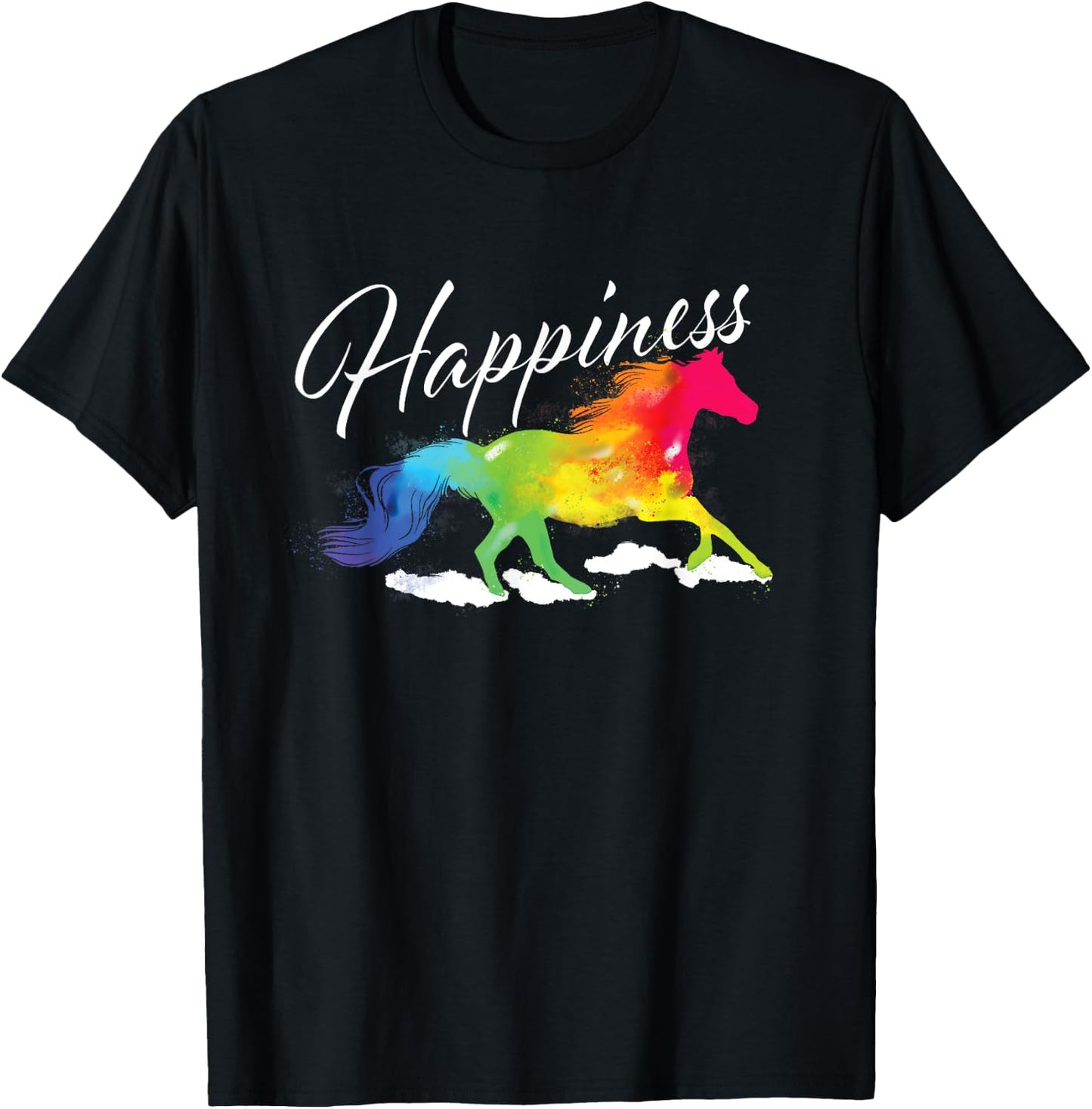 Happiness - Horse Lover Equestrian Horseback Rider T-Shirt - T-Shirt | Black